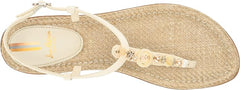 Sam Edelman Gigi Modern Ivory Ankle Strap Open Toe Embellished Thong Flat Sandal