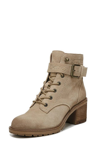 Zodiac Gemma Sand Lace Up Block Heel Rounded Toe Buckle Combat Ankle Boots