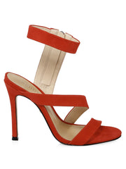 SCHUTZ Lauanne Scarlet Red Strappy Ankle Strap Open Toe Stiletto Heel Sandals