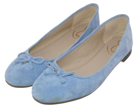Sam Edelman Kaylee Light Blue Leather Almond Toe Slip On Detailed Ballet Flats