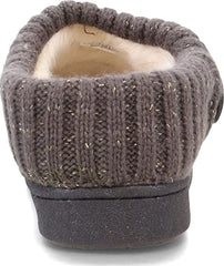 Clarks Grey Knitted Collar Winter Clog Rounded Closed Toe Slippers