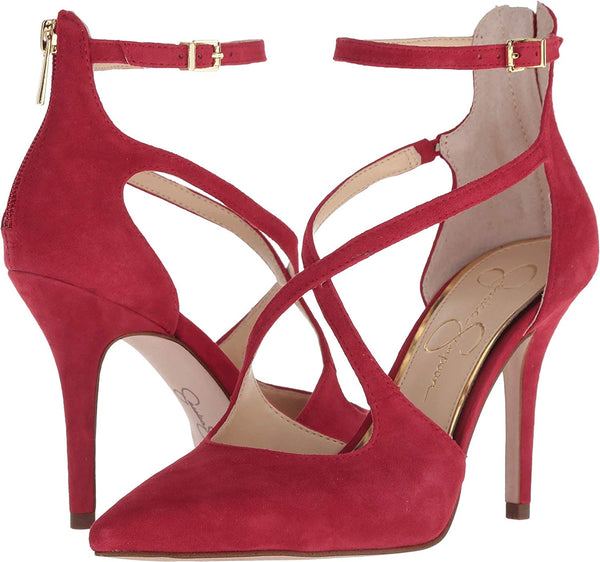 Jessica Simpson Wynnley Maraschino Red Stiletto Heel Strappy Ankle Buckle Pumps