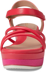 Cole Haan Grand Ambition Addison Geranium Leather Ankle Strap Wedge Heel Sandals