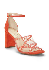 Jessica Simpson Nikaye Clear Orange Ankle-Strap Block Heeled Dress Sandals