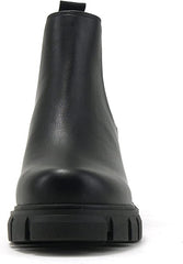 Soda Pioneer Black Lug Sole Elastic Gore Chelsea Fashion Wide Ankle Boots