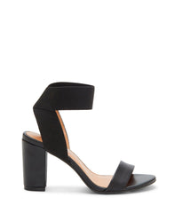 Jessica Simpson Siesto Black Ankle Open Toe Block Heel Elastic Fitted Sandal (5.5, Black)