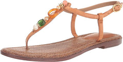 Sam Edelman Gigi Natural Custom Retro Bead Ankle Strap Open Toe Flats Sandals