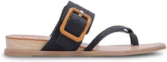 Dolce Vita Perris Black Embossed Leather Slip On Buckle Detailed Flats Sandals