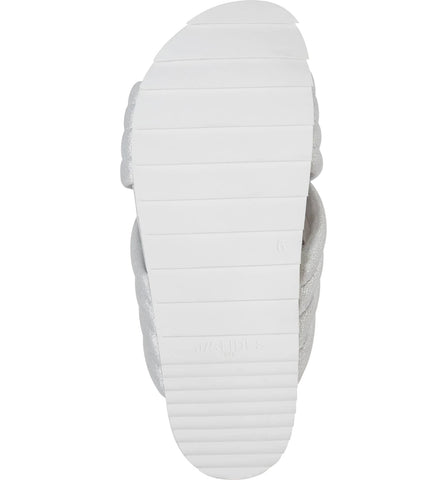 JSlides Easy Silver Wash Fashion Open Toe Flat Mule Slide Slip On Sandals