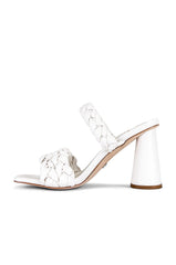 Sam Edelman Kendra White Leather Block Heel Square Open Toe Slip On Fashion Mule