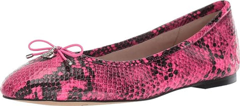 Sam Edelman Felicia Neon Pink Snake Print Slip On Round Toe Flexible Ballet Flat