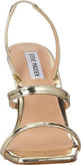 Steve Madden Gracey Gold Square Open Toe Slip On Stiletto Heeled Fashion Sandals