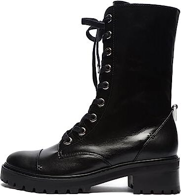Schutz Maurissa Black Lace Up Side Zipper Rounded Toe Ankle Combat Boots