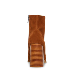 Steve Madden Julina Tan Suede Zipper Closure Pointed Toe Stacked Heel Boots