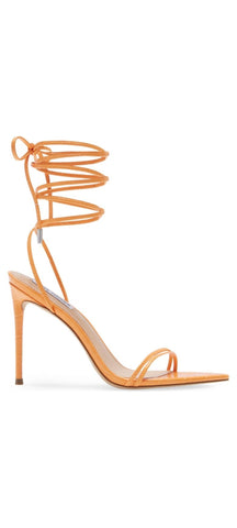 Steve Madden Flamin Orange Ankle Tie Lace Wrap Around Stiletto Open Toe Sandals