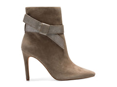 Vince Camuto Frezal Dark Taupe Suede Bootie Pointed Toe Strapped Ankle Boot