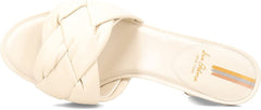 Sam Edelman Oaklie Modern Ivory Knotted Strap Triangular Block Heeled Sandals