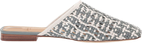 Sam Edelman Leona White Slip On Squared Toe Ornate Woven Detailed Flat Mules