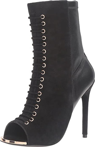 Ivy Kirzhner Candid Black Peep Toe High Heel Designer Suede and leather Booties