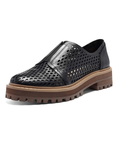 Vince Camuto Mritsa Black Leather Perforated Slip-On Derby Oxford Sneakers