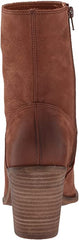 Lucky Brand Sarey Toffee Suede Zipper Ankle Almond Rounded Toe Block Heel Boots