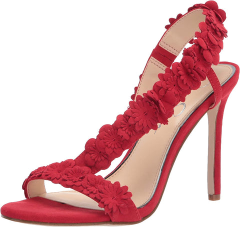 Jessica Simpson Jessin Red Muse Open Toe Flower Strap High Heel Dress Sandals