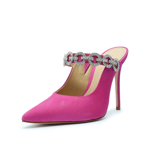 Schutz Elisah Pink Slip On Pointy Toe Embellished Upper High Stiletto Heel Pumps