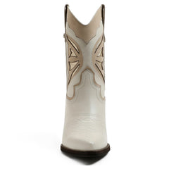 Sam Edelman Wynne Modern Ivory Leather Pull On Pointed Toe Western Ankle Boots