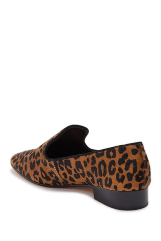 Schutz Graca Leopard Print Genuine Calf Hair Loafer Slip On Sandstone Black