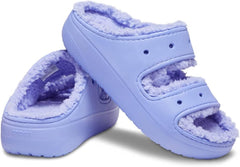 Crocs Unisex-Adult Digital Violet Classic Cozzzy Platform Sandals Fuzzy Slippers Slides 7