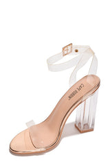 Cape Robbin Maria-2 Lucite Clear Strappy Block High Heel Open Peep Toe Sandals