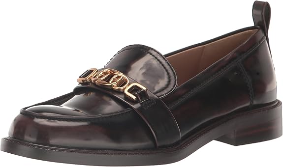 Sam Edelman Christy Chestnut Rounded Toe Block Heeled Slip On Leather Loafers