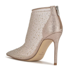 Nine West For Now P2 Nude Mesh Pointed Closed Toe Back Zipper Fashion Boots