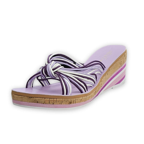 Cecelia New York Spinner Lilac/Lavender Wedge Straps Slip On Fashion Sandals