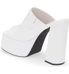 Jeffrey Campbell Luna-Luv White Squared Open Toe Slip On Platform Mule Sandals