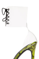 Cape Robbin Passion Neon Yellow Clear Lace Dainty High Heel Sandal Transparent (8.5, Neon Yellow)