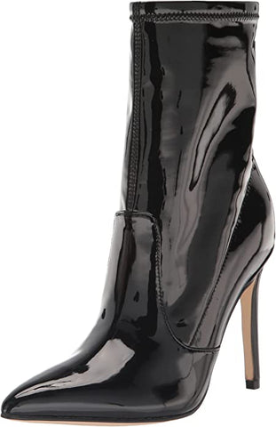 Nine West Jody3 Black1 Patent Stiletto Heel Pointy Toe Pull On Dress Ankle Boots