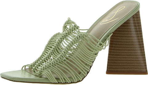 Sam Edelman Laurette Light Green Block Heel Slip On Squared Toe Fashion Mules