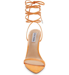 Steve Madden Flamin Orange Ankle Tie Lace Wrap Around Stiletto Open Toe Sandals