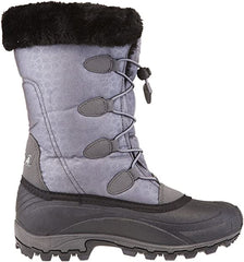 Kamik Momentum Charcoal II Pull On Rounded Toe Waterproof Fur Trim Snow Boots