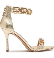 Lauren Lorraine Farla Rhinestones Open Toe Chain Ankle Strap Formal Prom Sandals