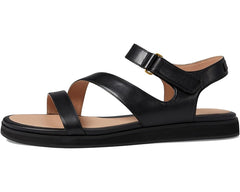 Cole Haan Mirabelle Black Leather Strappy Open Toe Ankle Strap Flats Sandals