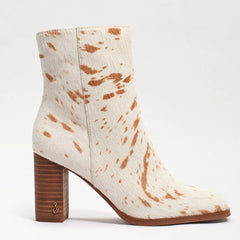 Sam Edelman Osten Ivory/Natural Stacked Heel Almond Toe Fashion Ankle Booties