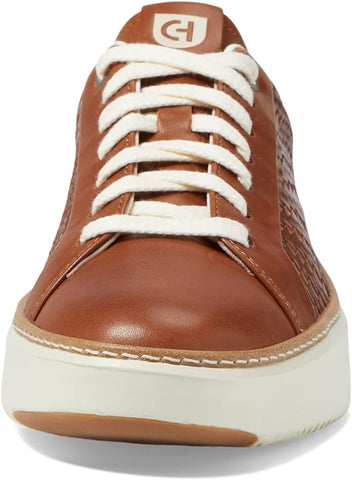 Cole Haan Grandpro Topspin British Tan Woven Leather Chunky Low Top Sneakers