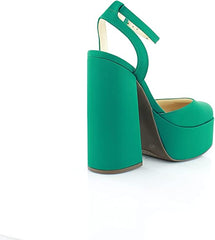 Jessica Simpson Skilla Green Platform Pump Buckle Strap Block Heeled Sandals