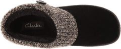 Clarks Women's Knit Scuff Leather Slipper Mules Sweater Cuff Clog (6, Black)