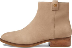 Cole Haan Leigh Dark Latte Suede Stacked Heel Almond Toe Fashion Ankle Booties