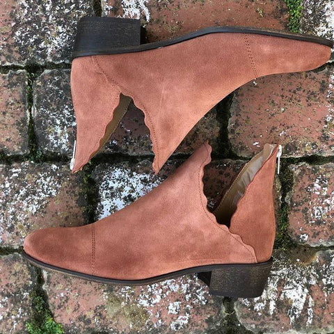 Klub Nico Bae Scallop Bootie-Terracotta Nude Low Cut our Fashion Ankle Bootie