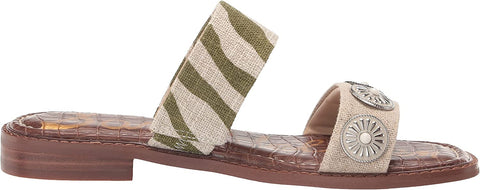 Sam Edelman Hera Soft Fern/Natural Slip On Open Toe Embellished Slides Sandals