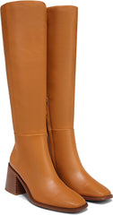 Sam Edelman Wade Stacked Heel Squared Toe Wide Calf Knee High Fashion Boots